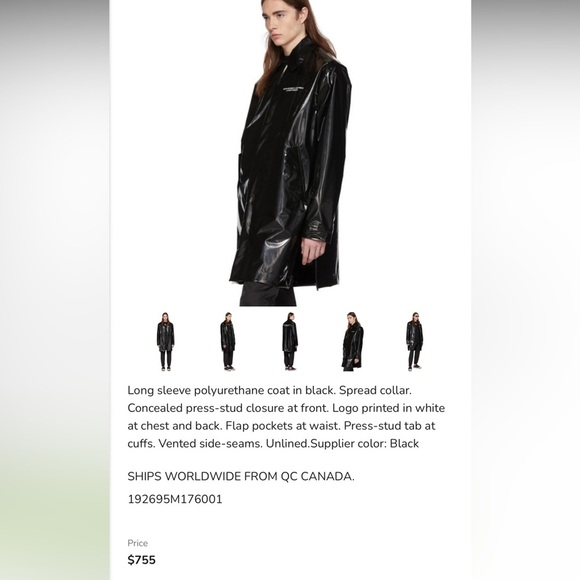 Palm Angels Black waterproof Raincoat 48 S - Picture 11 of 16